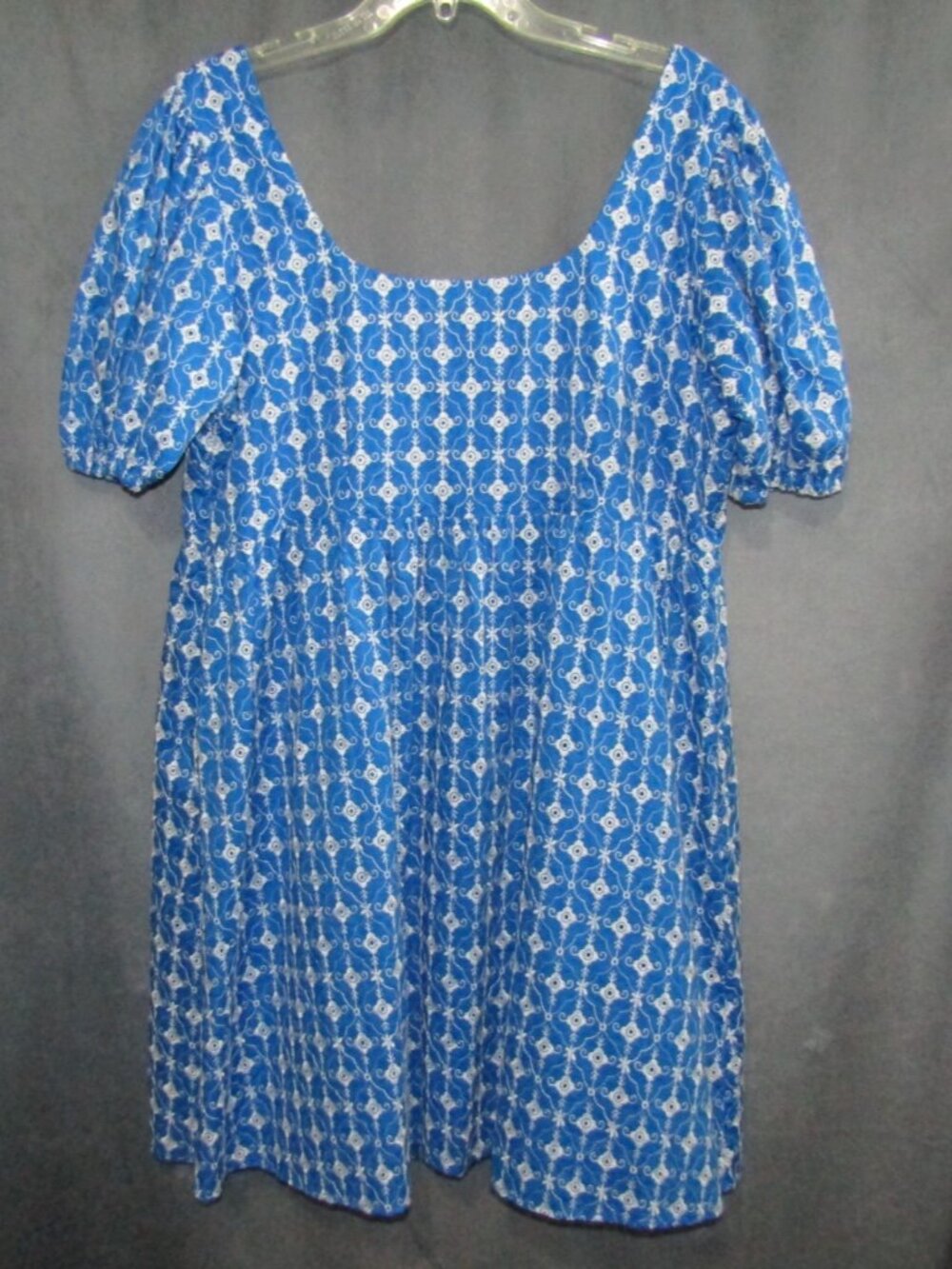 Rhode x Target Blue Eyelet Puff Sleeve Mini Dress Size L Babydoll Lined New Tag - Picture 7 of 13